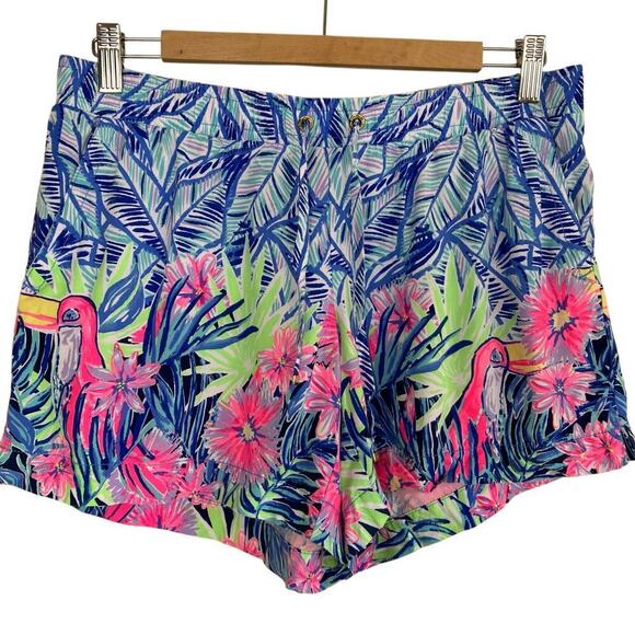 Lilly Pulitzer Katia Shorts Bennet Blue Lets Mango Engineered Lightweight Sz S - Picture 3 of 16